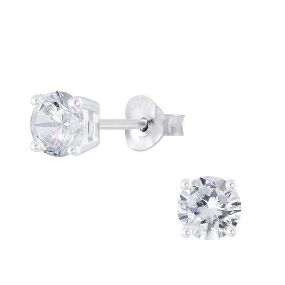 5mm Round Cubic Zirconia Earrings - Picture 1 of 3